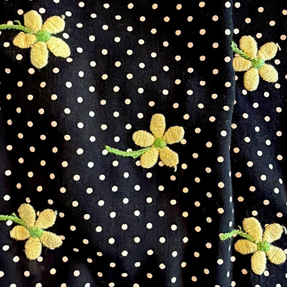 Vintage 80s Floral Embroidered Collar Sailor Dress - Picture 8 of 8
